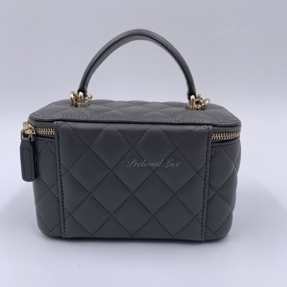 ❗️Sold❗️ CHANEL Lambskin Grey Top Handle Vanity Case Chain Bag GHW - Picture 5 of 15